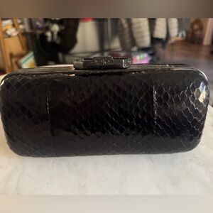 Rafe New York Black Leather Snakeskin Clutch